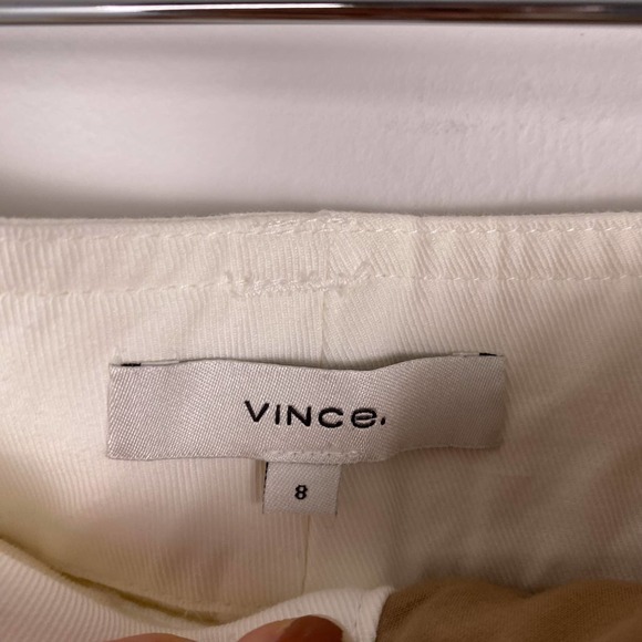 VINCE Belted Linen Blend Twill Shorts White 8 - Picture 5 of 9